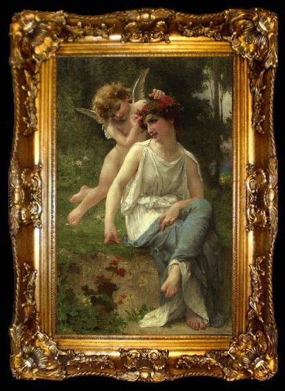 framed  Guillaume Seignac Cupid Adoring A Young Maiden, ta009-2
